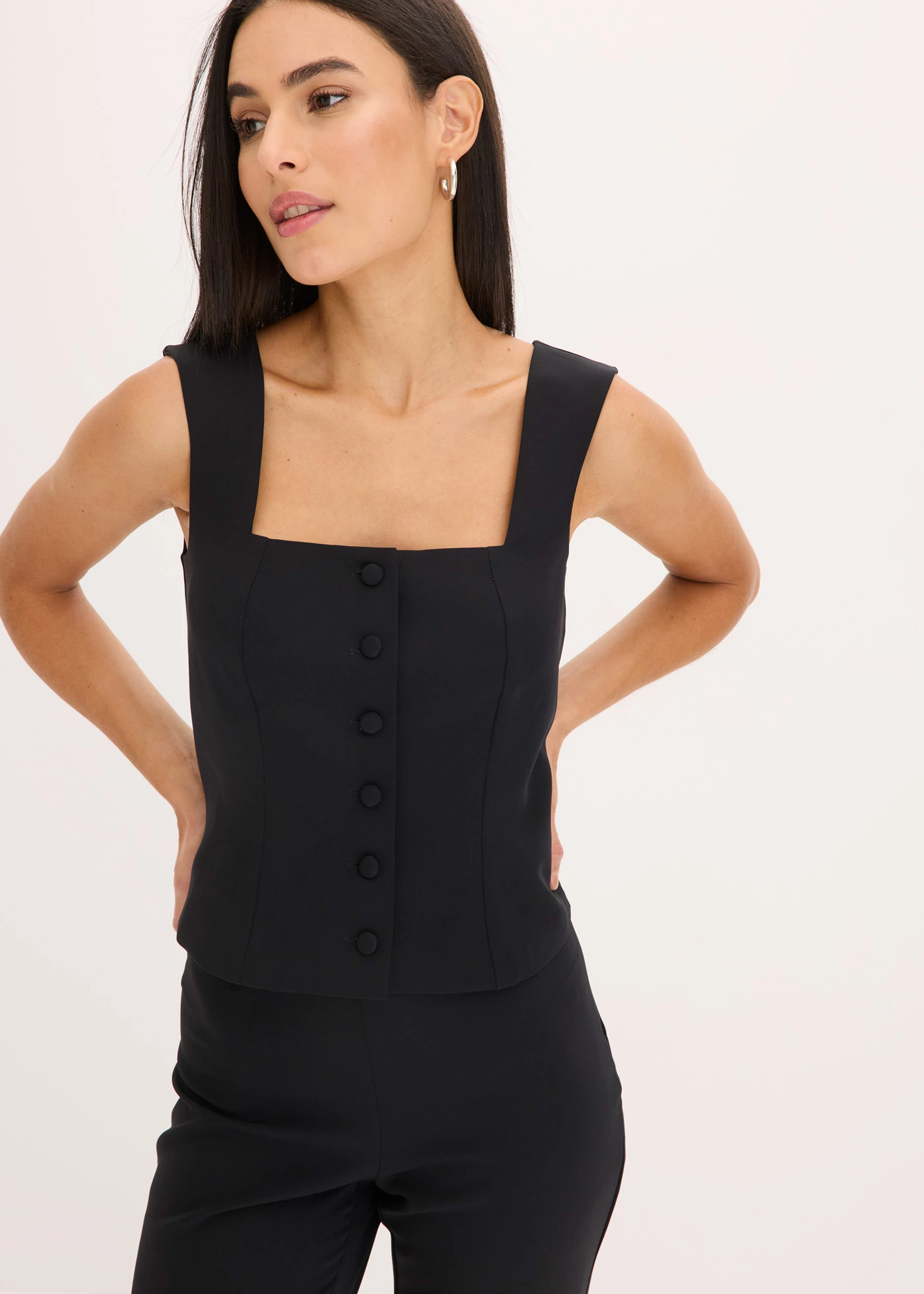 Blousetop met knopen • zwart • bonprix online shop
