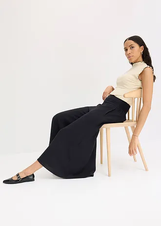 Pantaloni culotte din material cu viscoză • negru • magazin bonprix