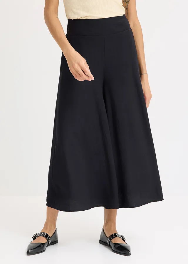 Jupe-culotte en viscose mélangée, Couleur: noir