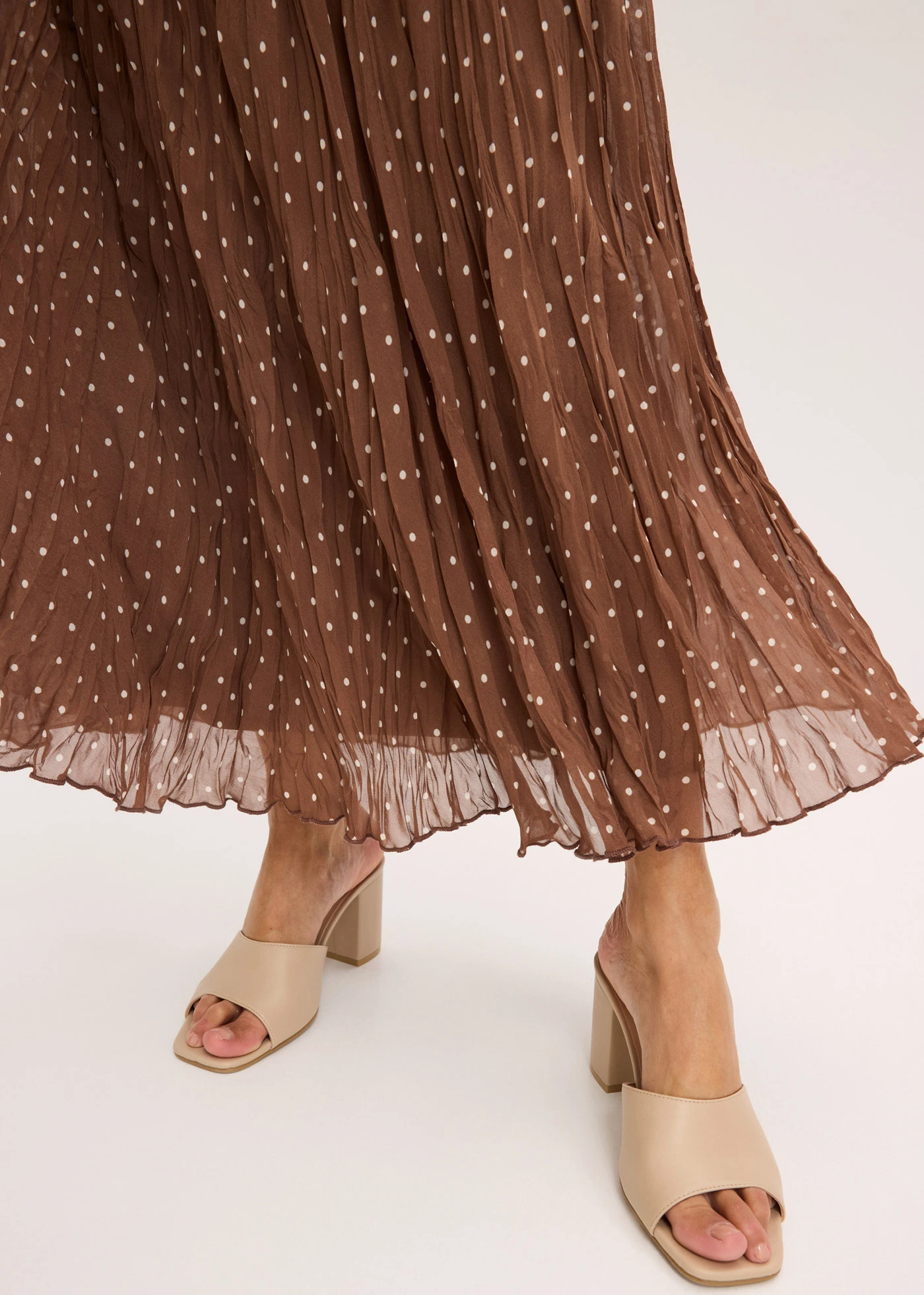 Jupe en mousseline effet froissé • marron clair pois beige sable • Boutique bonprix