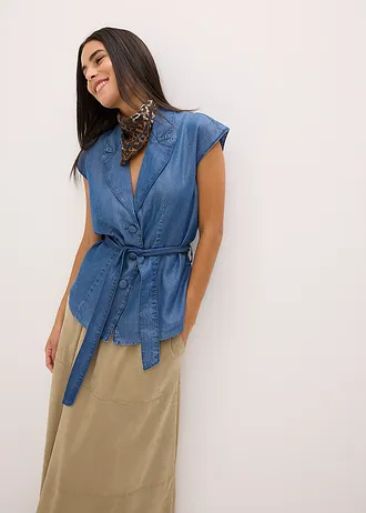 Mouwloze blazer van lyocell • blue stone • bonprix online shop