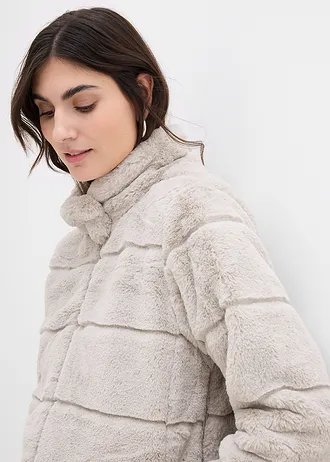 Hebká těhotenská/nosicí bunda z umělé kožešiny • světle šedá • bonprix obchod