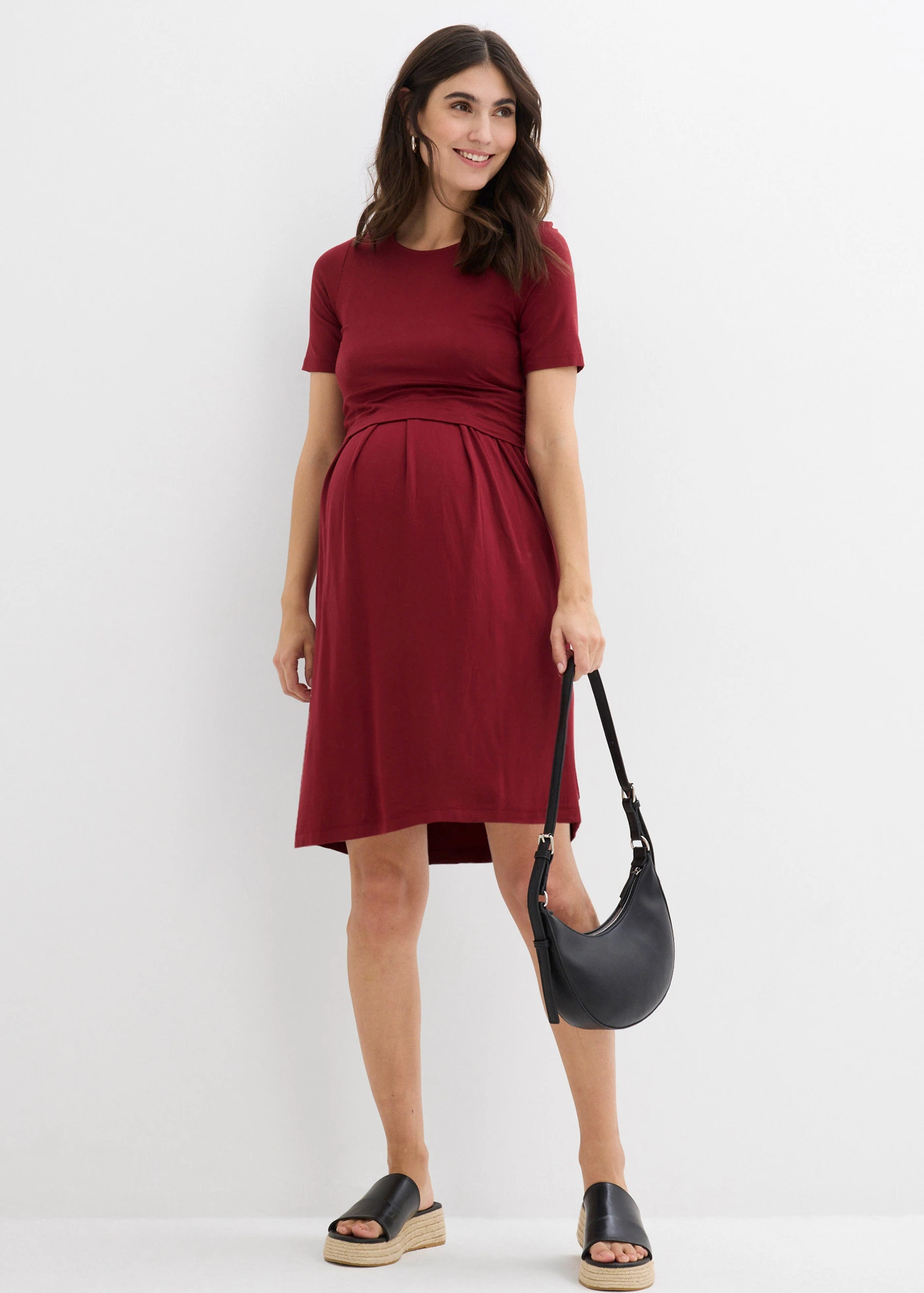 Rochie de gravide 2 în 1 cu funcție discretă de alăptare, din viscoză • grena • magazin bonprix