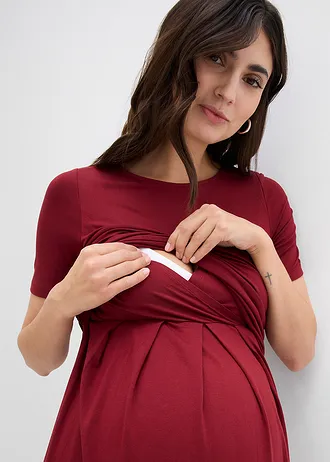 Rochie de gravide 2 în 1 cu funcție discretă de alăptare, din viscoză • grena • magazin bonprix