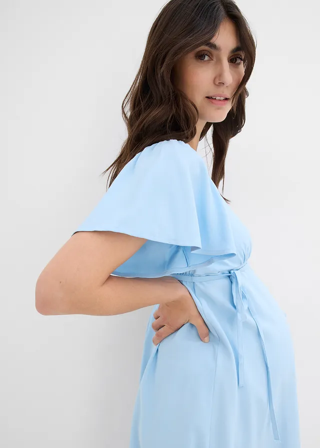 Robe de grossesse et d'allaitement avec patte de boutonnage • bleu clair • product-page.page-title-suffix