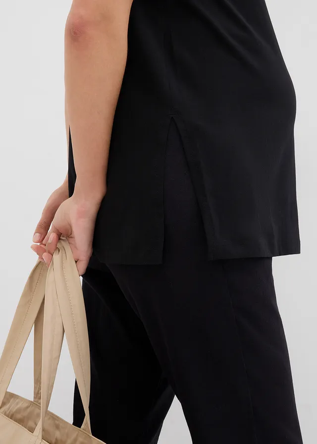 2-in-1 zwangerschaps- en borstvoedingsshirt van biologisch katoen met zijsplitten • zwart • product-page.page-title-suffix