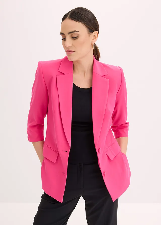 Blazer met modieus geaccentueerde schouders, Kleur: pinklady