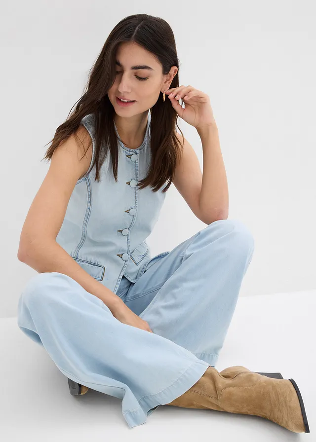 Wide leg jeans, high waist, super soft • ijsblauw denim used • product-page.page-title-suffix
