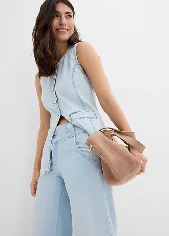 Jean large taille haute, toile ultra-douce • denim bleu glacier used • Boutique bonprix