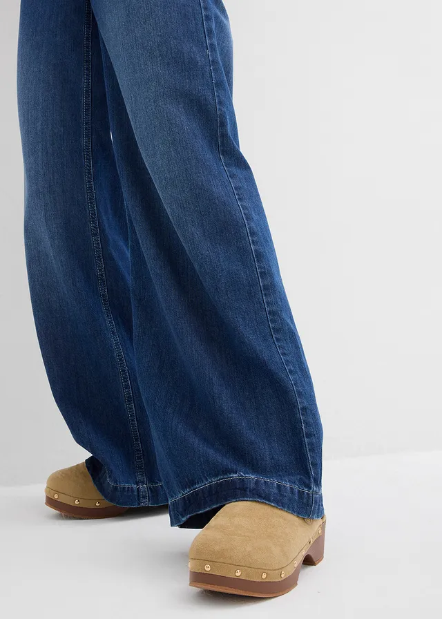 Jean large taille haute, toile ultra-douce • bleu stone used • product-page.page-title-suffix