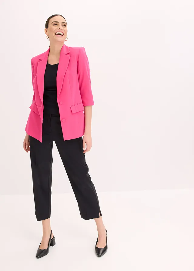 Blazer met modieus geaccentueerde schouders, Kleur: pinklady