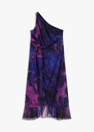 Aansluitende one shoulder jurk • donkerblauw-roze • bonprix online shop