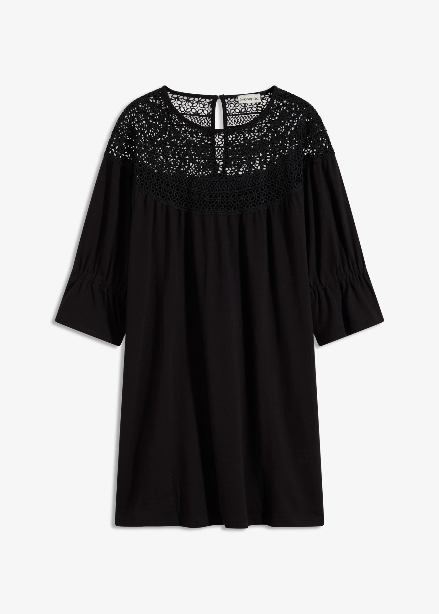 Jersey jurk met crochet-kant • zwart • bonprix online shop