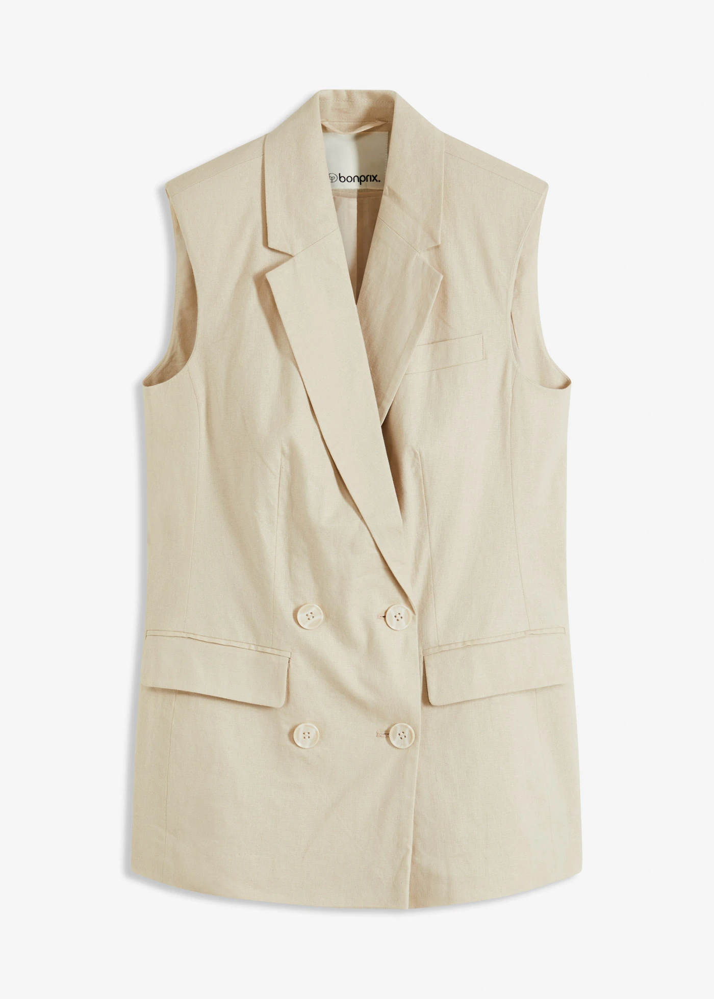 Ujjatlan lenvászon blézer • világos homok • bonprix áruház