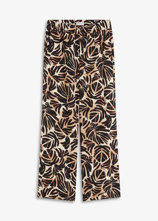 Nohavice Palazzo v plátenom vzhľade