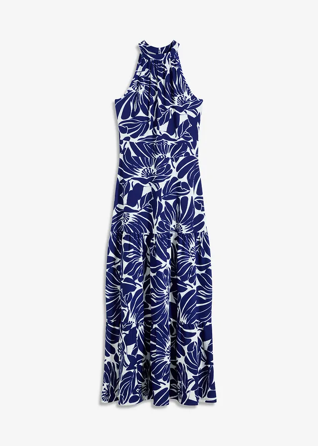 Robe longue imprimée • crème/bleu floral • Boutique bonprix