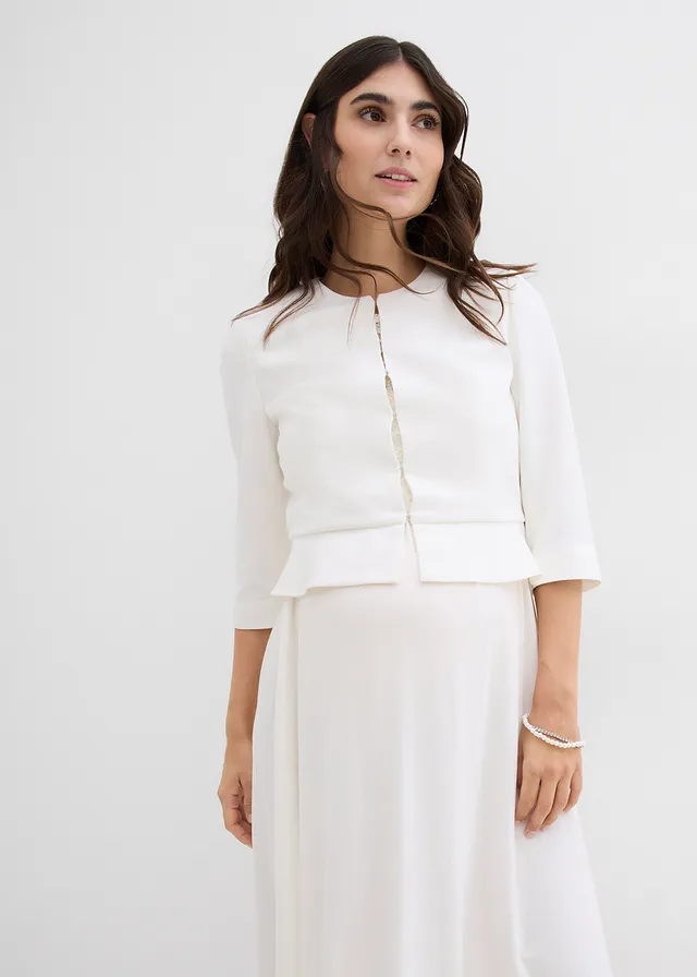 Blazer de grossesse court en satin, Couleur: écru