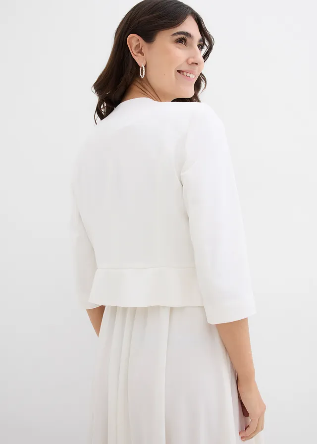 Blazer de grossesse court en satin, Couleur: écru