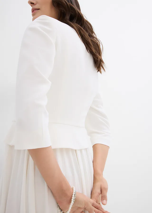 Blazer de grossesse court en satin • écru • product-page.page-title-suffix