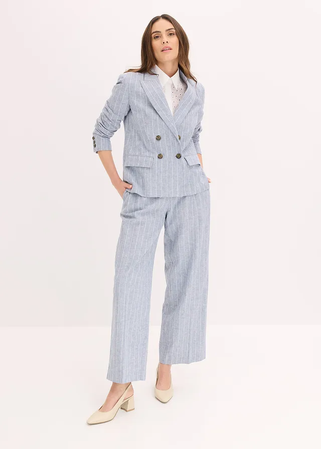 Blazer met linnen • rookblauw-wolwit gestreept • product-page.page-title-suffix