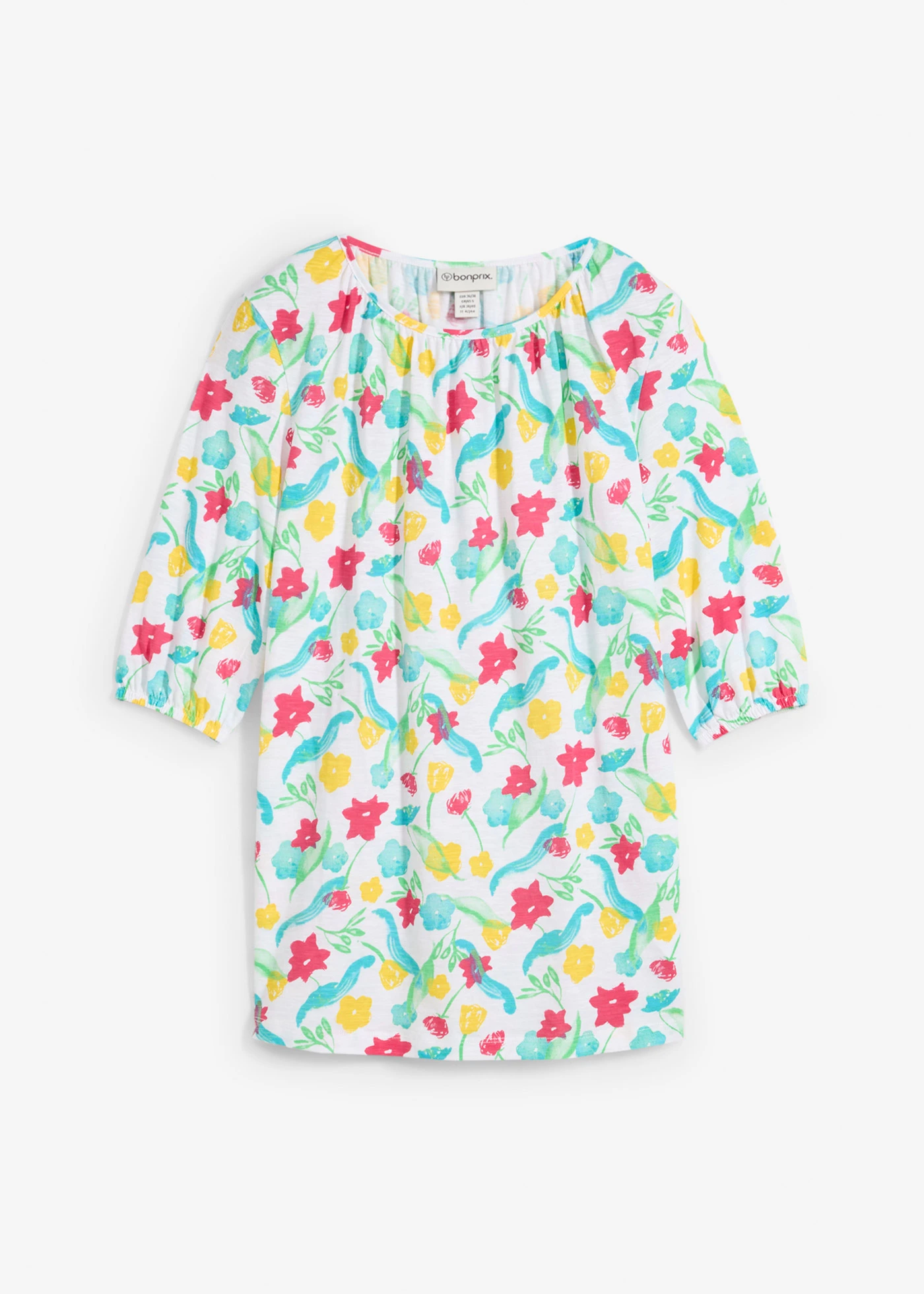 Shirt z bawełny organicznej • biały w kwiaty • sklep bonprix