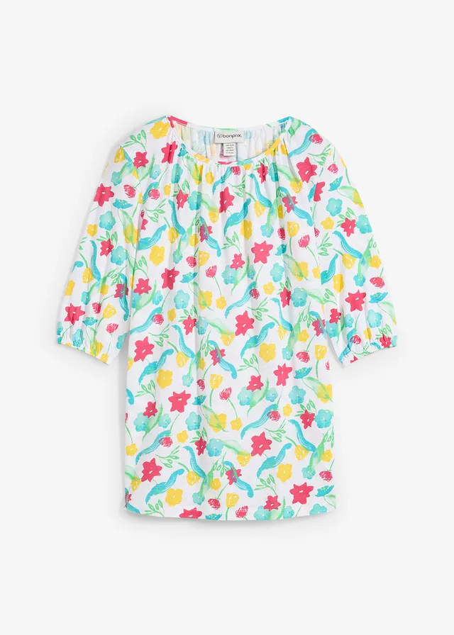 Shirt van biologisch katoen • wit gebloemd • bonprix online shop
