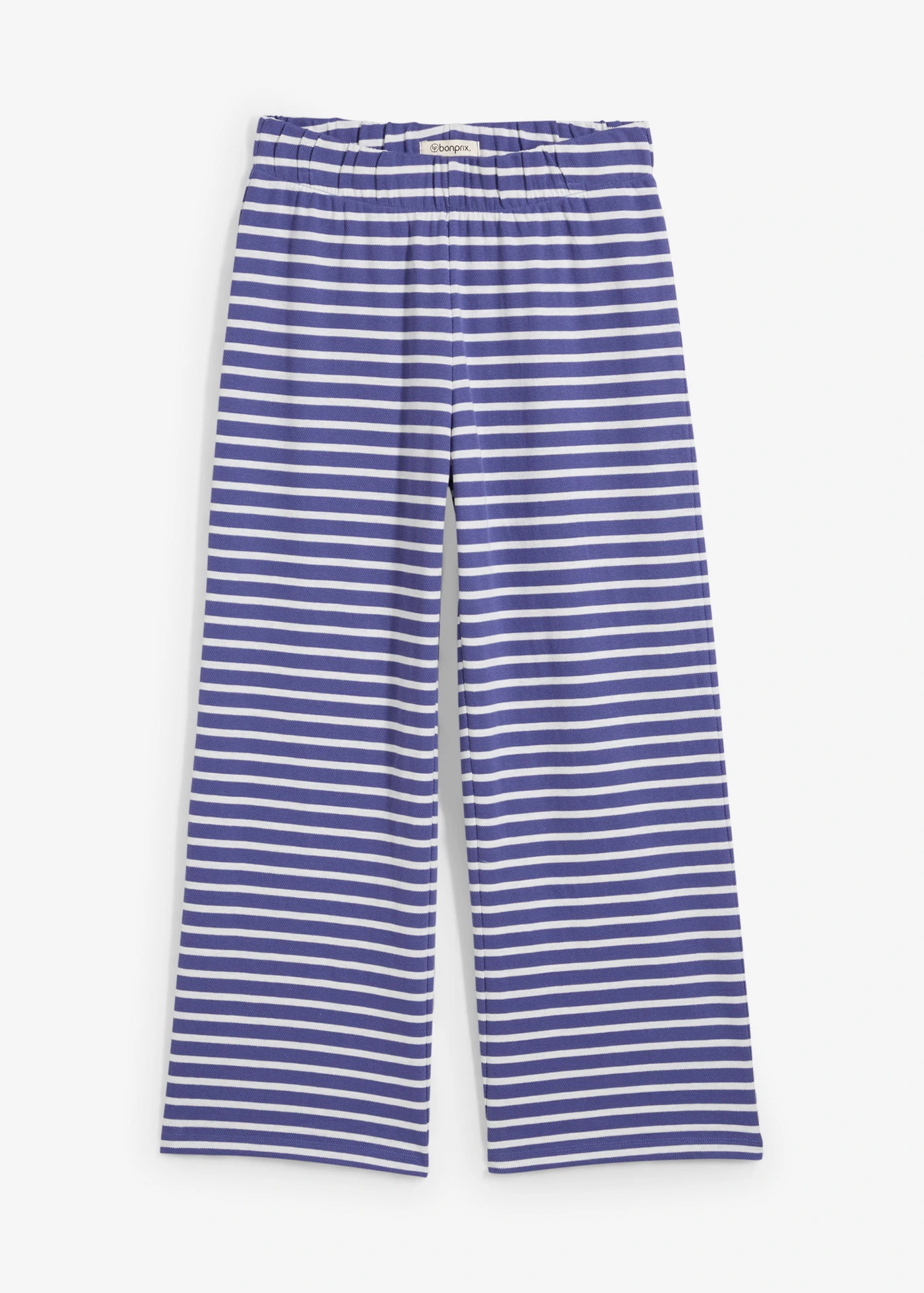 Pantalon sweat en coton texturé • bleu-violet-écru rayé • Boutique bonprix
