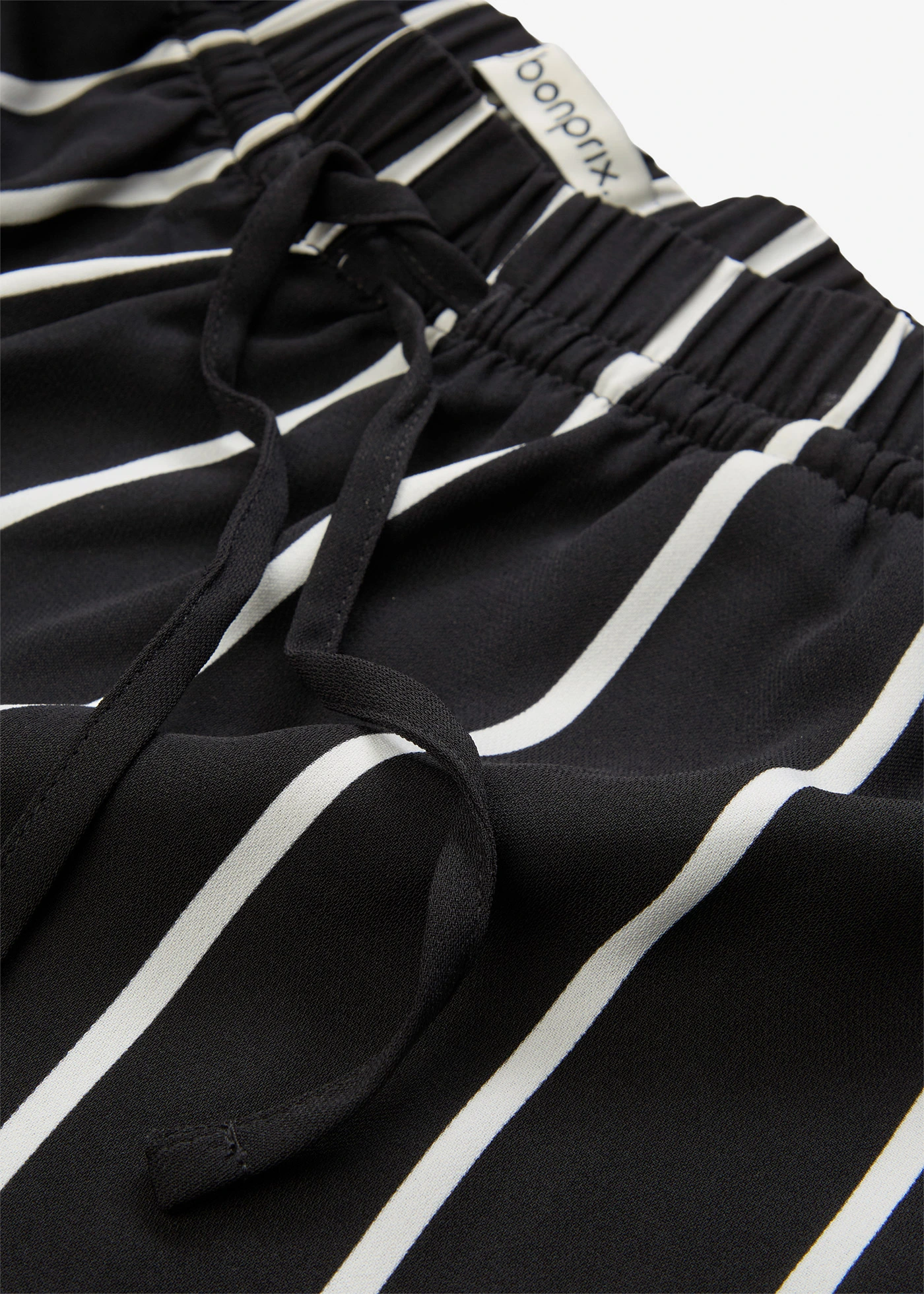 Kalhoty Marlene z lehkého krepu • černo-přírodní bílá s proužky • bonprix obchod