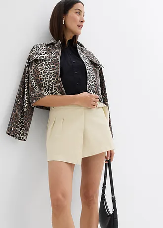 Plooirok in een elastische katoenmix • beige • bonprix online shop