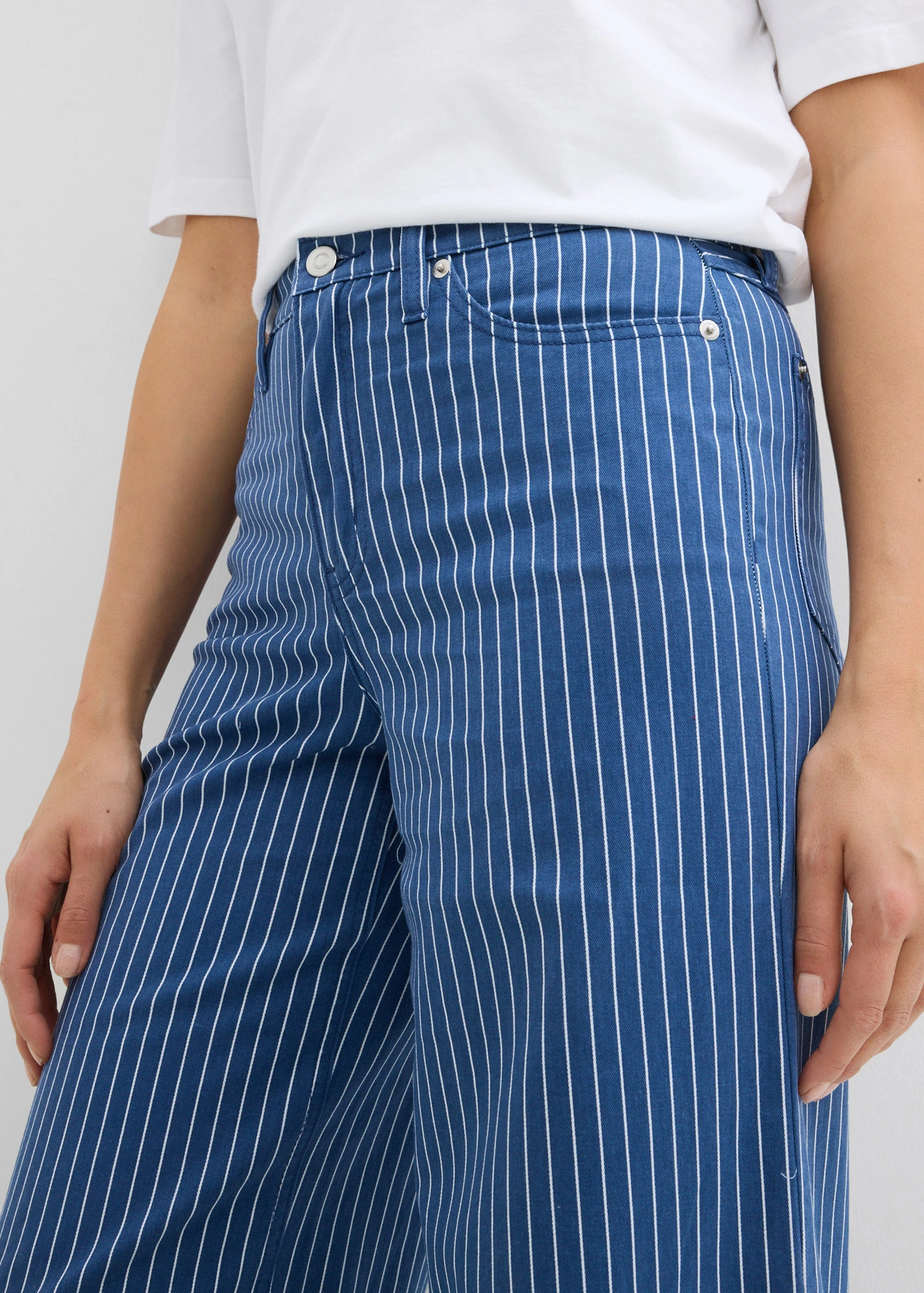 Twill broek van katoen • lichtindigo gestreept • bonprix online shop