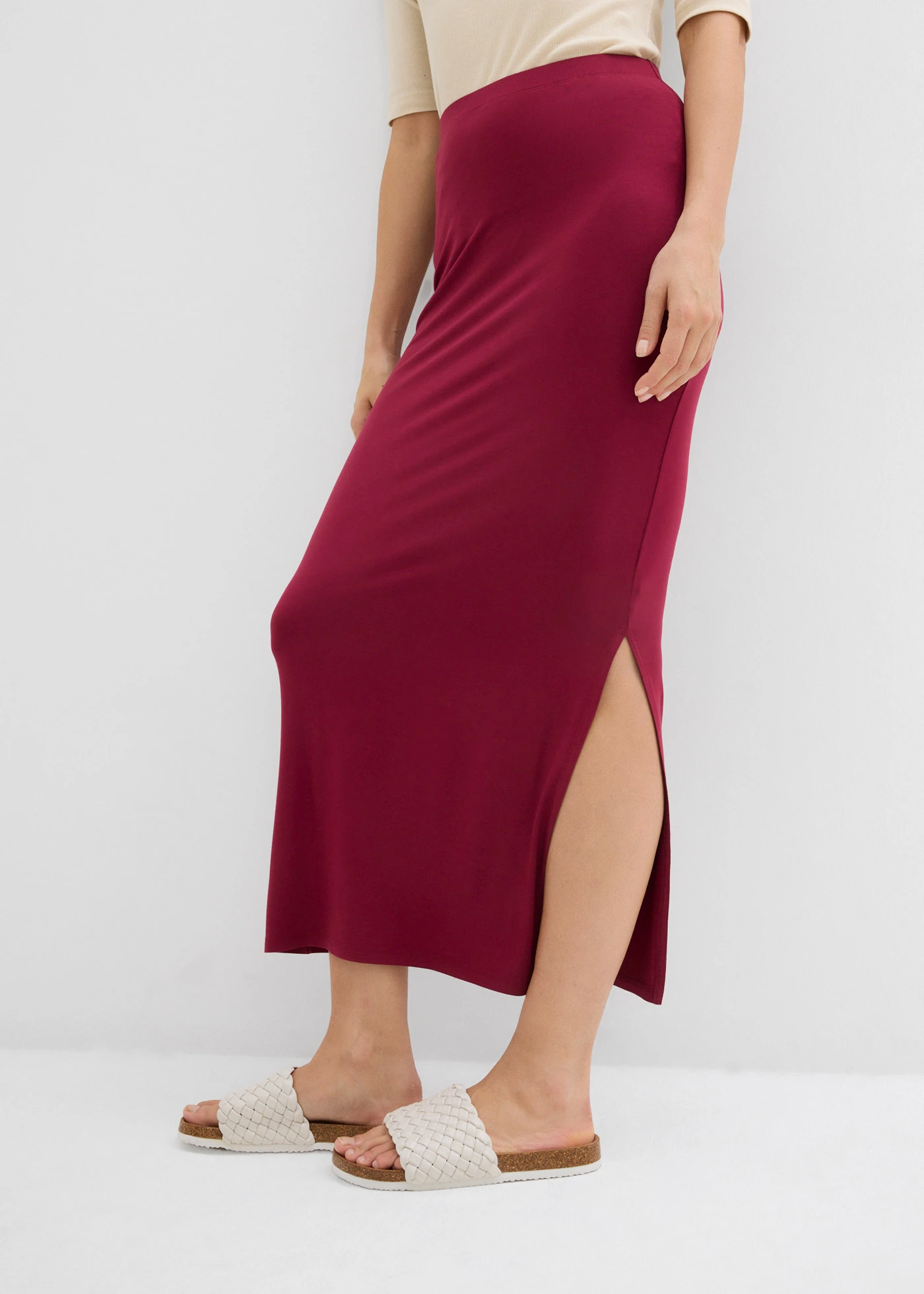 Žerzejová sukně z měkké viskózy • rododendronově červená • bonprix obchod