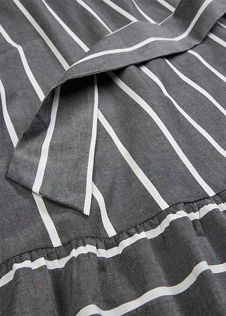 Gestreepte midi jurk van puur katoen • antraciet-wit gestreept • bonprix online shop
