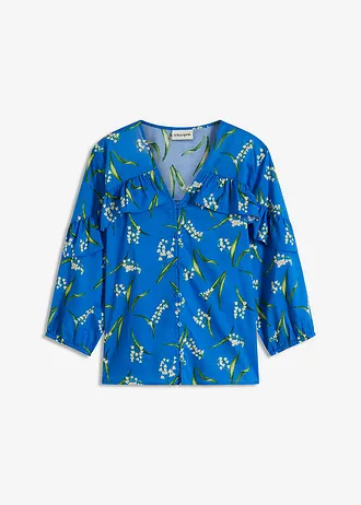 Gedessineerde blouse met volants • gletsjerblauw gebloemd • bonprix online shop