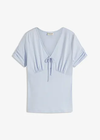T-shirt froncé, Couleur: bleu clair