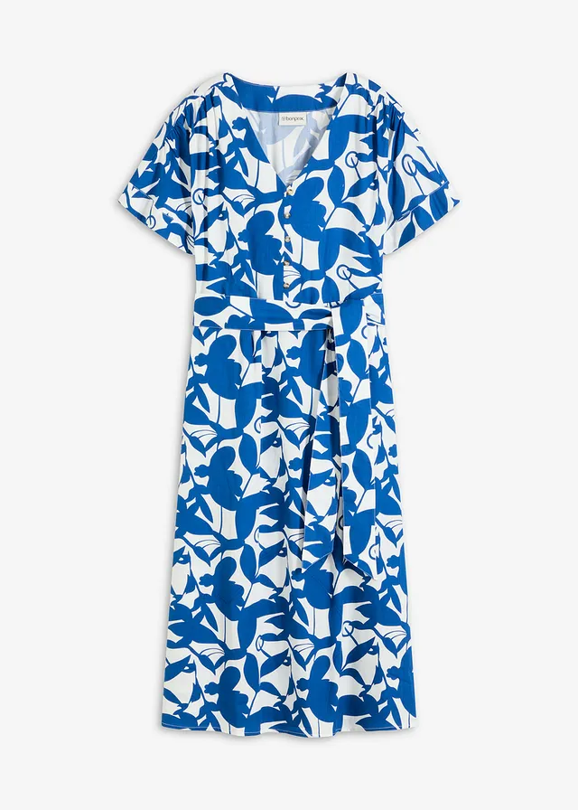 Rochie midi • albastru arctic/ecru floral • magazin bonprix