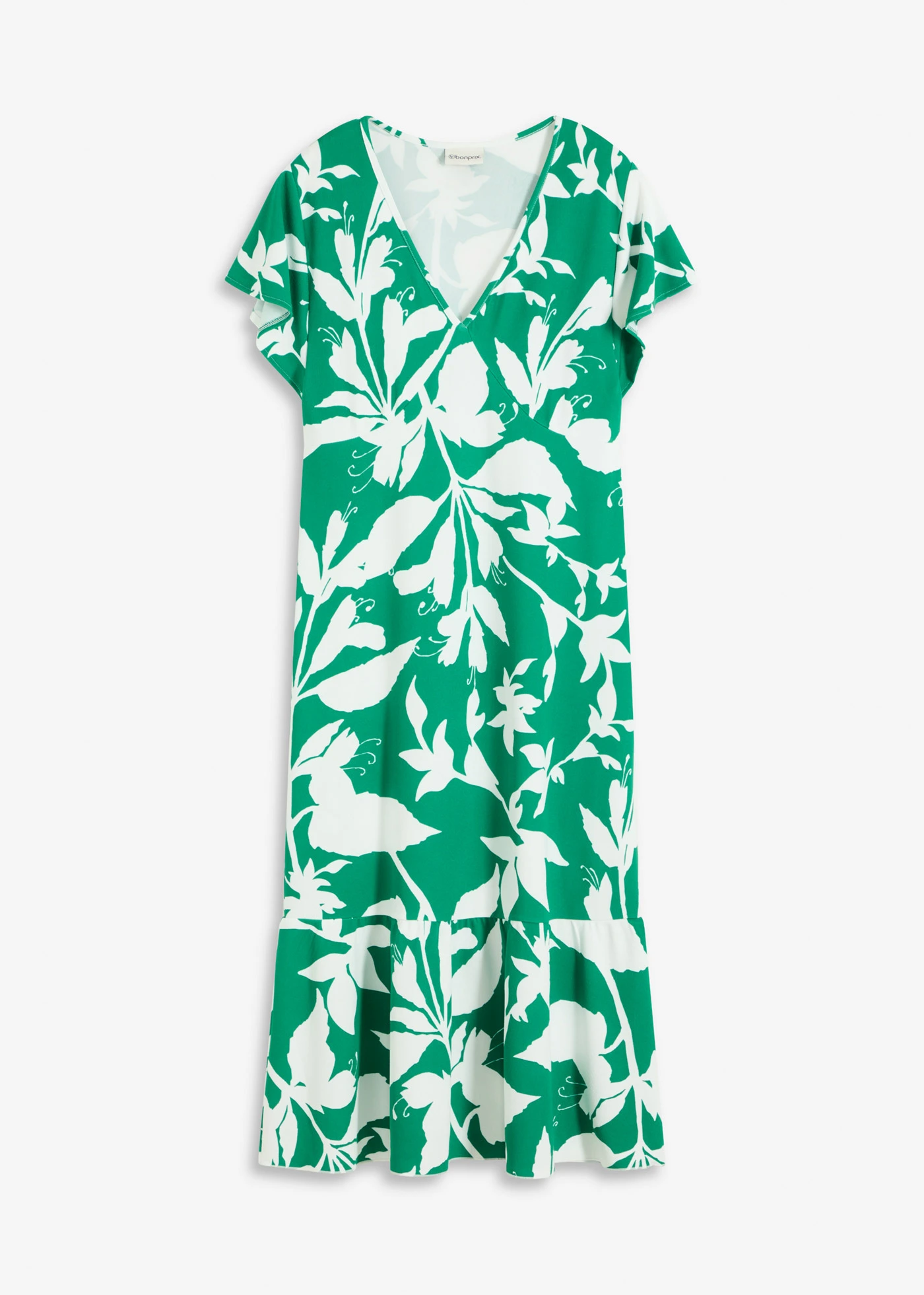 Midi jurk met kapmouwen • mintgroen-wolwit gedessineerd • bonprix online shop