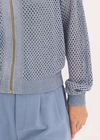 Pletený kabátek • kouřově modro-stříbrná • bonprix obchod