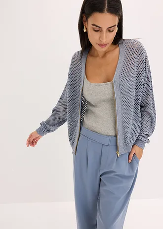 Gilet en maille • bleu fumé-argenté • Boutique bonprix