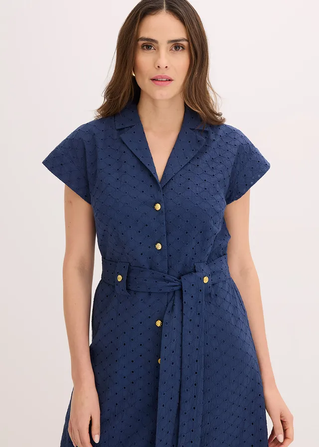Robe-chemise en broderie anglaise • bleu foncé • product-page.page-title-suffix