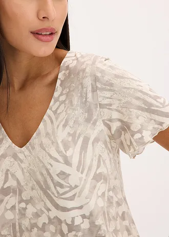 T-shirt à base élastiquée • beige galet léopard • Boutique bonprix