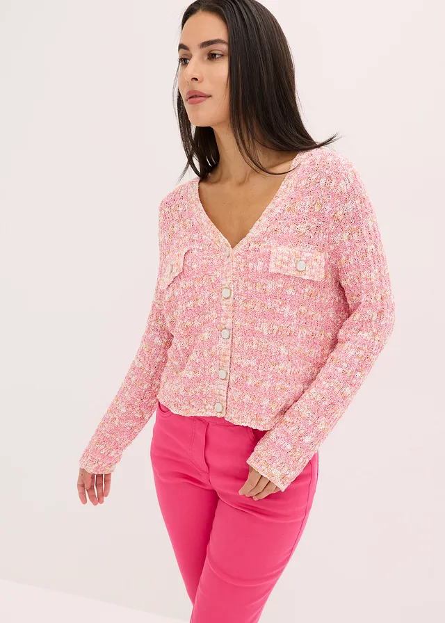 Bouclé vest, Kleur: pinklady mêlee