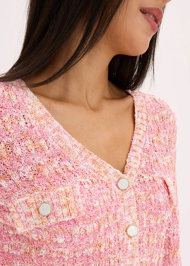Gilet en maille bouclette • fuchsia chiné • product-page.page-title-suffix