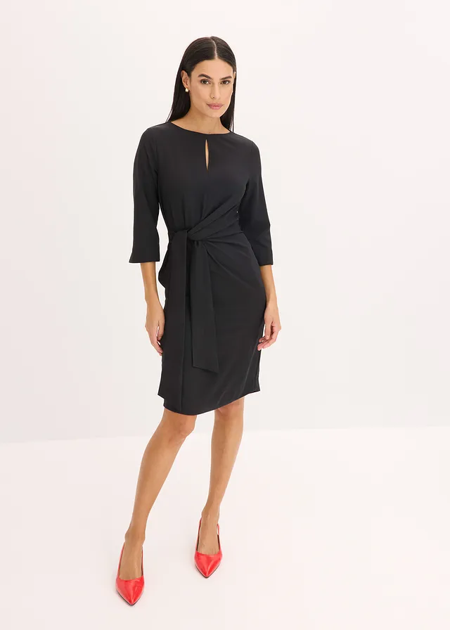 Robe à détail noué, Couleur: noir