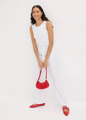 Jumpsuit in een jersey-linnenmix • wit • bonprix online shop