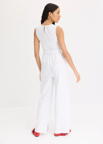 Jumpsuit in een jersey-linnenmix • wit • bonprix online shop