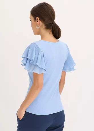 T-shirt à volants • bleu clair • Boutique bonprix