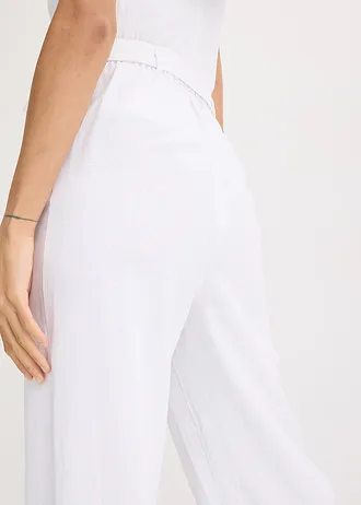 Jumpsuit in een jersey-linnenmix • wit • bonprix online shop