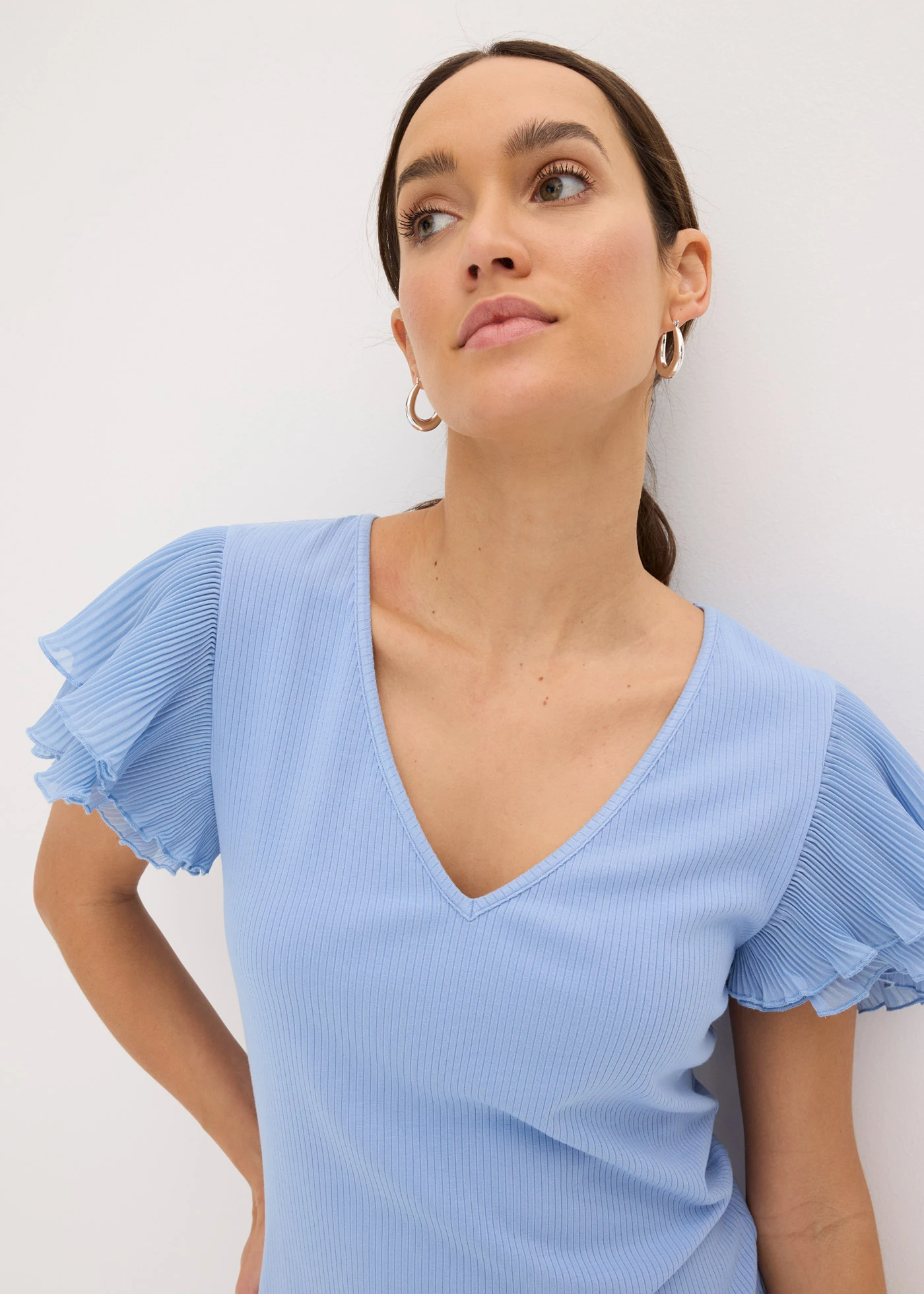 Shirt met volants • lichtblauw • bonprix online shop