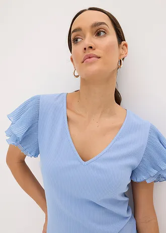 Shirt met volants • lichtblauw • bonprix online shop