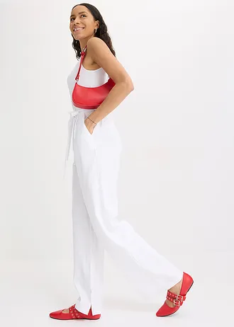 Jumpsuit in een jersey-linnenmix • wit • bonprix online shop